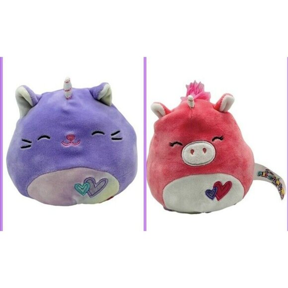 SQUISHMALLOWS FlipAMallow Zoe and Courtney Caticorn Plush 5" Pink Purple - Picture 1 of 9
